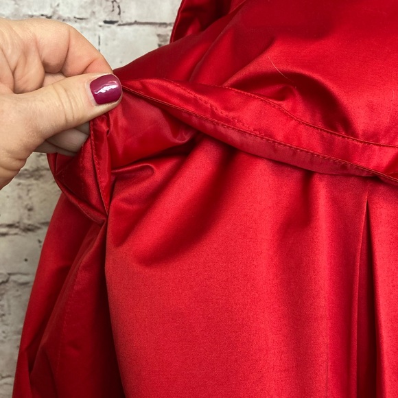 Darling, red sateen, Calvin Klein raincoat size small. - Picture 12 of 15